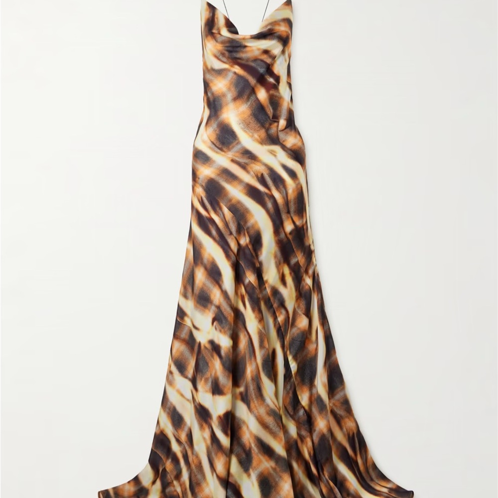 Y/Project Asymmetric Draped Printed Satin Maxi Dress